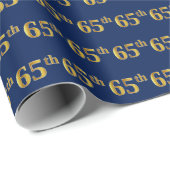 Blue, Faux Gold 65th (65th) Event Cadeaupapier (Rol Hoek)