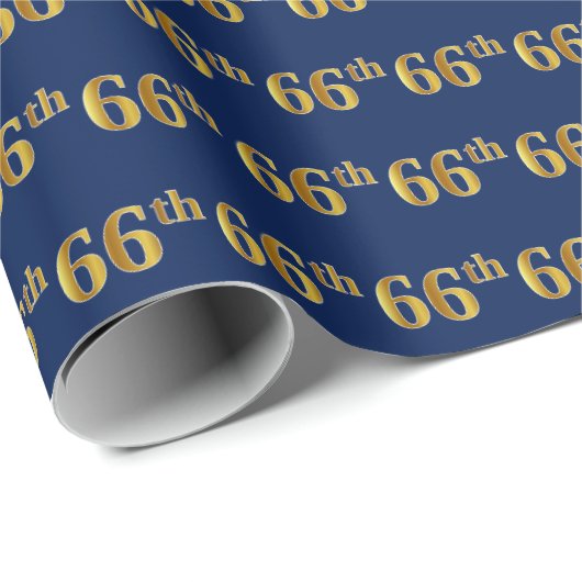 Blue, Faux Gold 66th (66th) Event Cadeaupapier (Rol Hoek)