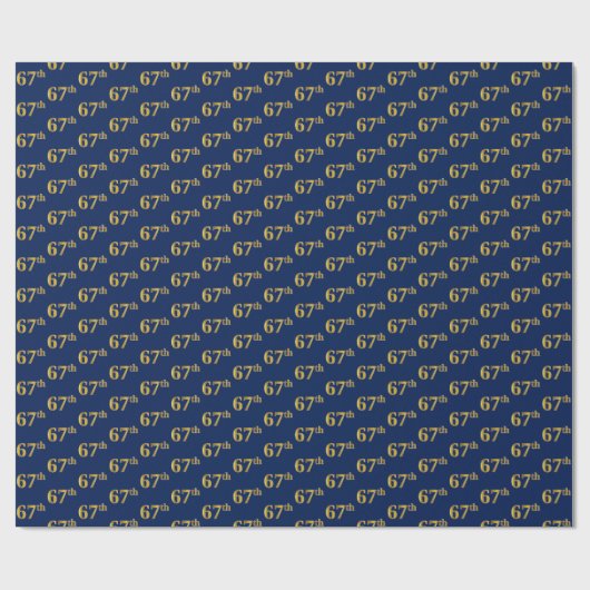 Blue, Faux Gold 67th (67th) Event Cadeaupapier (Vlak)