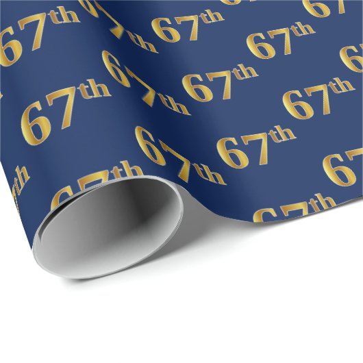 Blue, Faux Gold 67th (67th) Event Cadeaupapier (Rol Hoek)