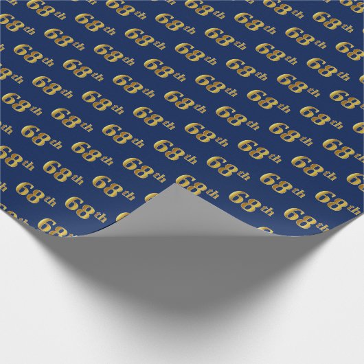 Blue, Faux Gold 68th (68ste) event Cadeaupapier (Hoek)