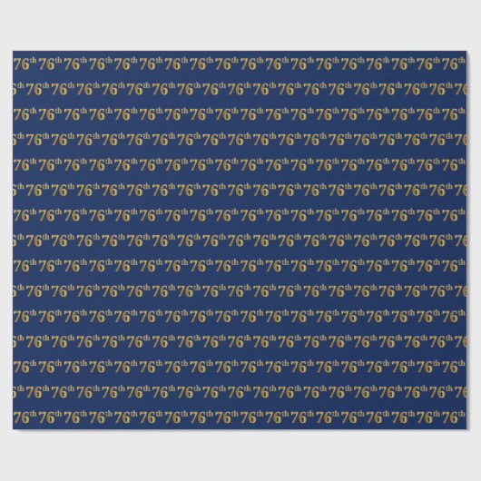 Blue, Faux Gold 76th (Zesenzeventig) event Cadeaupapier (Vlak)