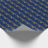 Blue, Faux Gold 76th (Zesenzeventig) event Cadeaupapier (Hoek)