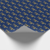 Blue, Faux Gold 78th (achtenzeventig) event Cadeaupapier (Hoek)