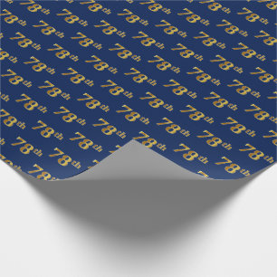 Blue, Faux Gold 78th (achtenzeventig) event Cadeaupapier