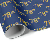 Blue, Faux Gold 78th (achtenzeventig) event Cadeaupapier (Rol Hoek)