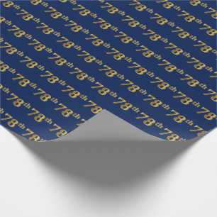 Blue, Faux Gold 78th (achtenzeventig) event Cadeaupapier