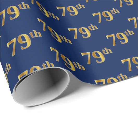 Blue, Faux Gold 79th (79th) Event Cadeaupapier (Rol Hoek)