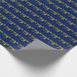 Blue, Faux Gold 79th (79th) Event Cadeaupapier