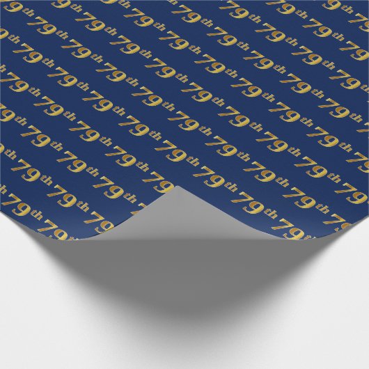 Blue, Faux Gold 79th (79th) Event Cadeaupapier (Hoek)