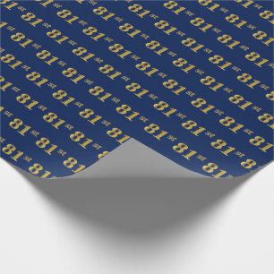 Blue, Faux Gold 81st (81ste) event Cadeaupapier