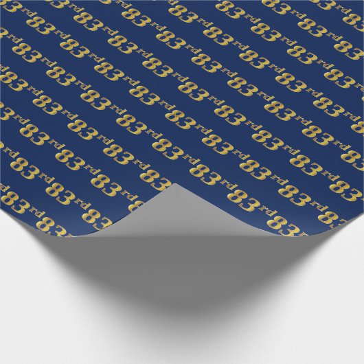 Blue, Faux Gold 83rd (83ste) event Cadeaupapier (Hoek)