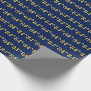Blue, Faux Gold 84th (84ste) event Cadeaupapier