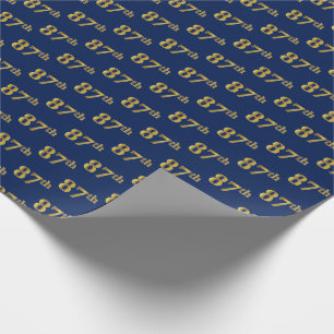 Blue, Faux Gold 87th (87th) Event Cadeaupapier