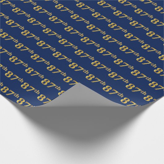 Blue, Faux Gold 87th (87th) Event Cadeaupapier (Hoek)