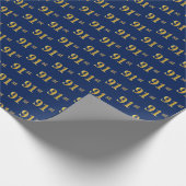 Blue, Faux Gold 91st (negenennegentig) event Cadeaupapier (Hoek)