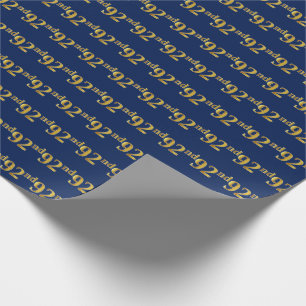 Blue, Faux Gold 92nd (negenennegentig) Event Cadeaupapier