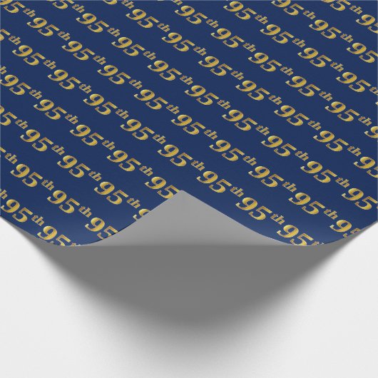 Blue, Faux Gold 95th (negenenvijftig) event Cadeaupapier (Hoek)