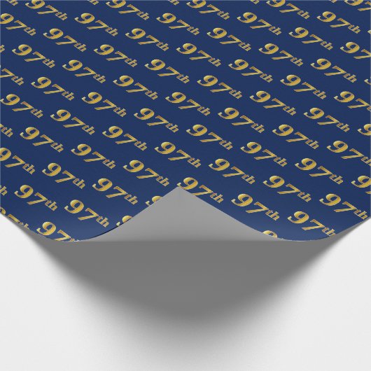 Blue, Faux Gold 97th (97th) Event Cadeaupapier (Hoek)