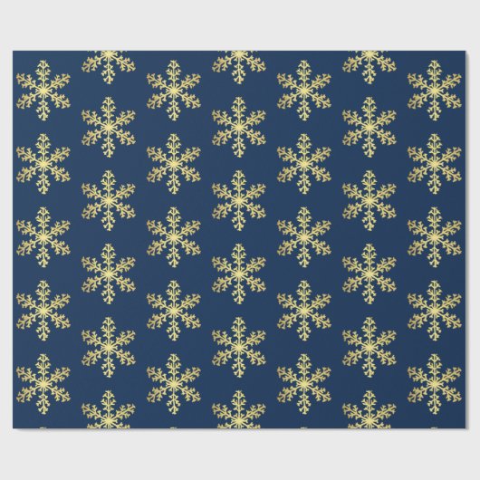Blue Faux Gold Foil Snowflake Winter Wonderland Cadeaupapier (Vlak)