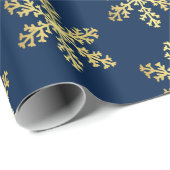 Blue Faux Gold Foil Snowflake Winter Wonderland Cadeaupapier (Rol Hoek)