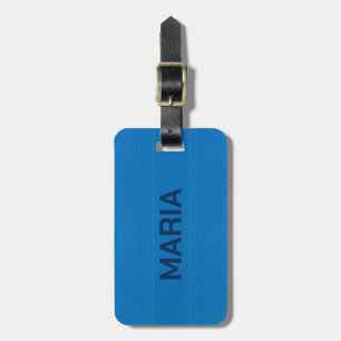 Blue Faux Leather Kijk Monogram Bagagelabel