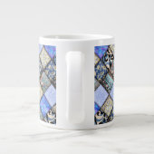 Blue Faux Patchwork Quilting Pattern Extra Grote Beker (Achterkant)