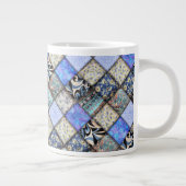 Blue Faux Patchwork Quilting Pattern Extra Grote Beker (Rechts)