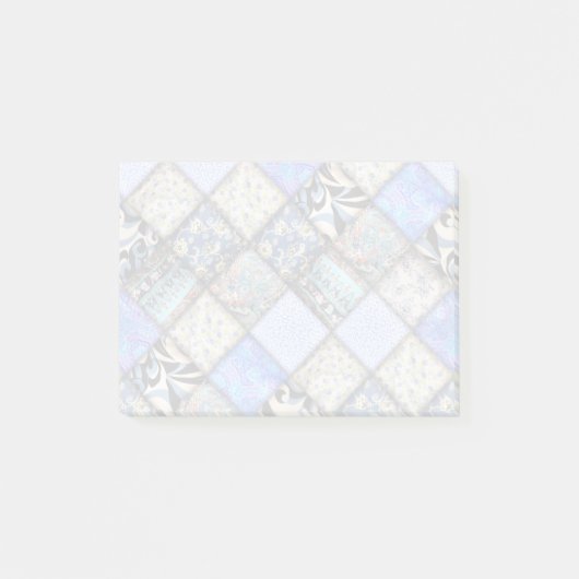 Blue Faux Patchwork Quilting Pattern Post-it® Notes (Voorkant)