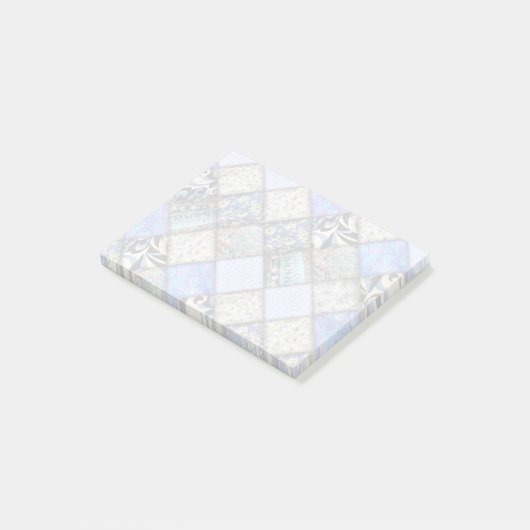 Blue Faux Patchwork Quilting Pattern Post-it® Notes (Schuin)