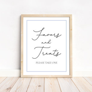 Blue Favors and Treats Baby shower Tafelteken Poster