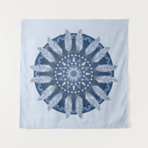 Blue Feather Mandala Wandkleed