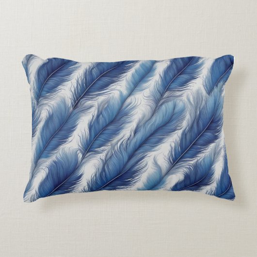 Blue Feather Pattern Art Print Accent Kussen (Voorkant)