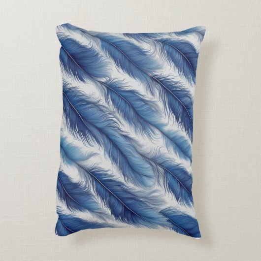 Blue Feather Pattern Art Print Accent Kussen (Achterkant (Verticaal))