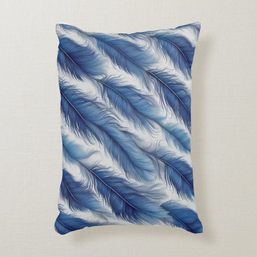 Blue Feather Pattern Art Print Accent Kussen (Voorkant(Verticaal))