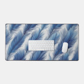 Blue Feather Pattern Art Print Bureaumat (Keyboard & Muis)