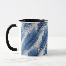 Blue Feather Pattern Art Print Mok