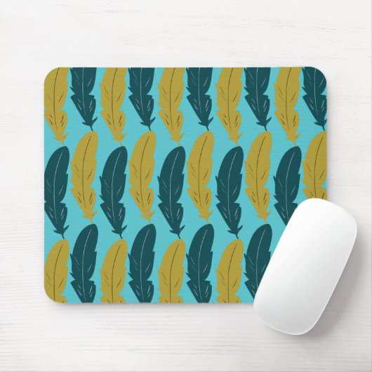 Blue Feather Pattern Muismat (Met muis)