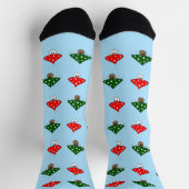 Blue Festive Mushrooms Crew Socks Sokken (Top)