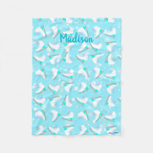 Blue Figuur Schaats Pattern Cute Kawaii Personaliz Fleece Deken