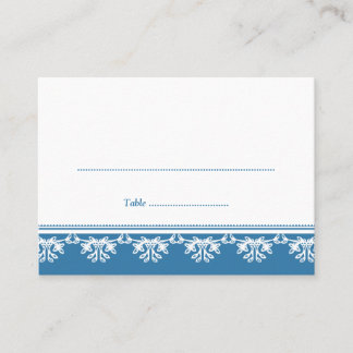 Blue filigree border bruiloft escort place card plaatskaartje