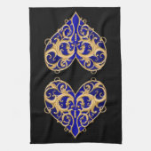 Blue Filigree Heart Kitchen Towel Theedoek (Verticaal)
