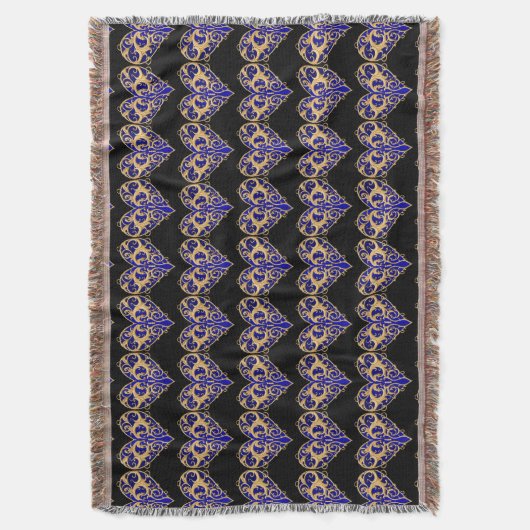 Blue Filigree Heart Throw Blanket Deken (Voorkant Verticaal)