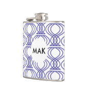 Blue Finial Pattern Name Monogram Heupfles (Links)