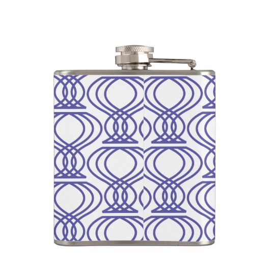 Blue Finial Pattern Name Monogram Heupfles (Achterkant)