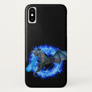 Blue Fire Dragon Flames Fantasy iPhone X Hoesje