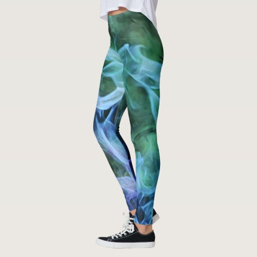 Blue Fire Flames Abstracte kunst Leggings (Links)