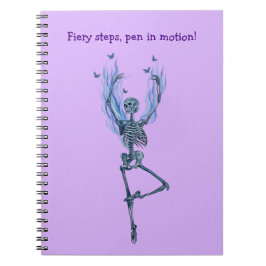 Blue Fire Flames Ballerina Dancing Skeleton Purple Notitieboek