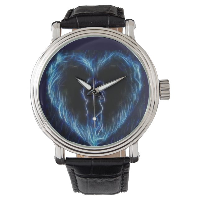 Blue Fire Heart Watch Horloge (Voorkant)