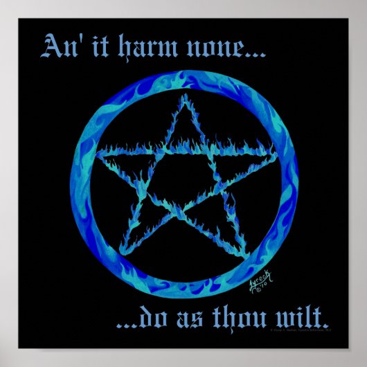 Blue Fire Pentacle Poster (Voorkant)
